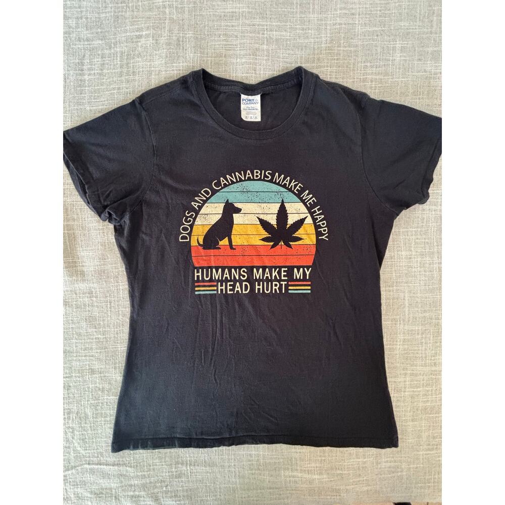 🐾 Retro Sunset "Dogs & Cannabis" Graphic Tee 🌿